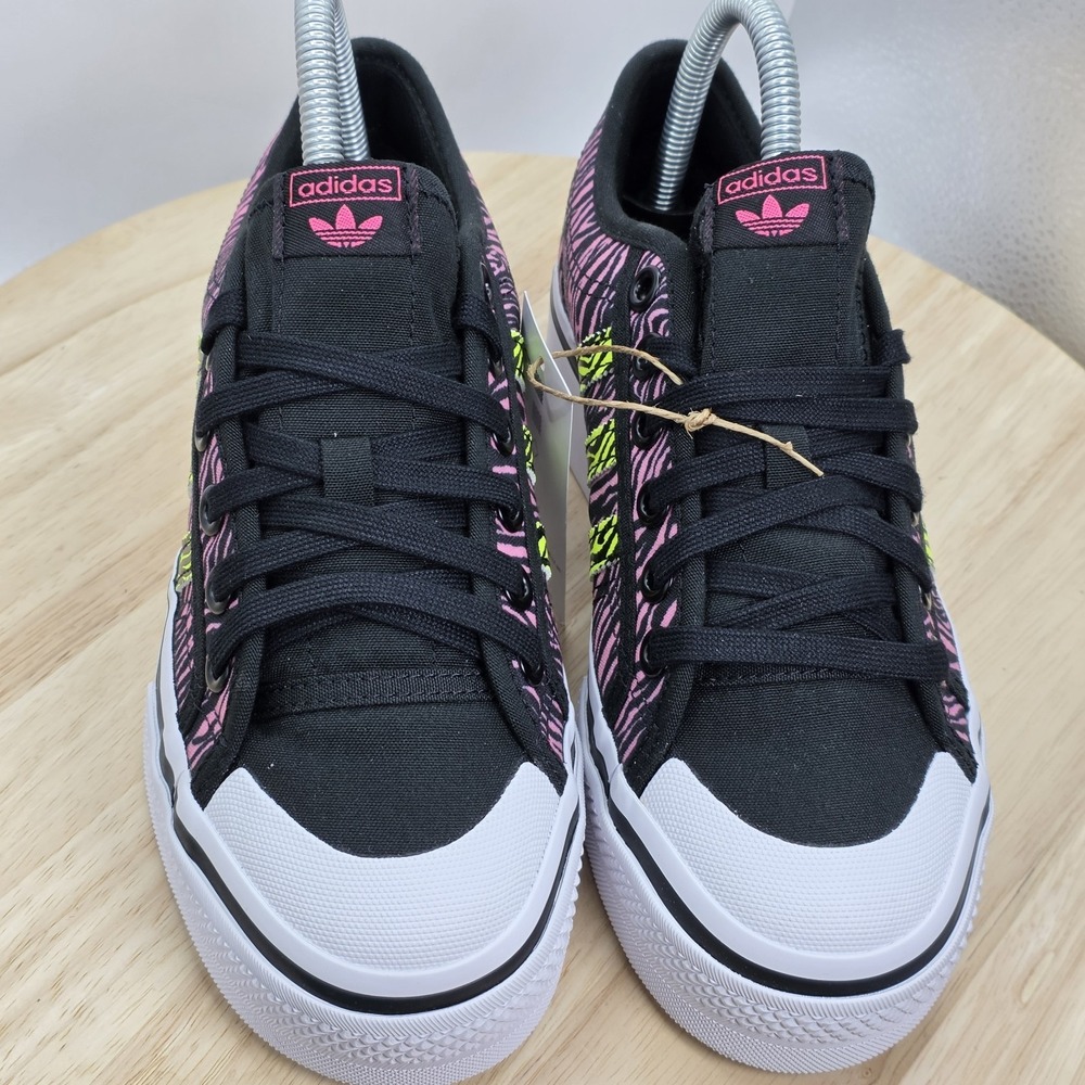 Women's Size 7 -Adidas Originals Nizza Platform Black Pink Zebra Lace Sneakers - Picture 4 of 9